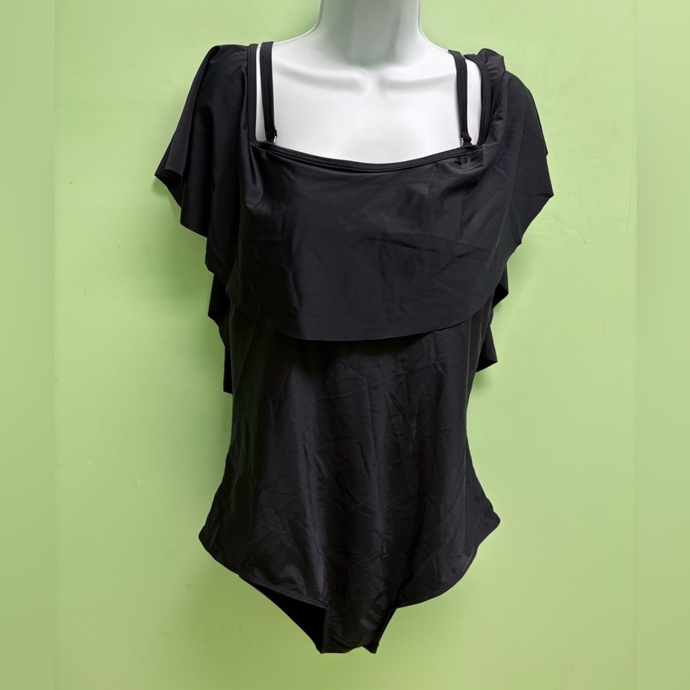 Elegant Black Women's one piece swimsuit. P137
